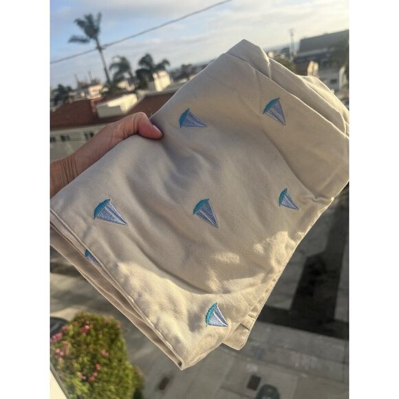 Vintage 90s Lilly Pulitzer khaki cropped embroidered all-over sailboats pants 12 - Picture 2 of 10